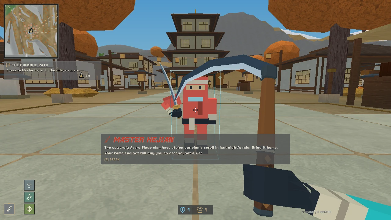 Meeting Master Hejian during The Crimson Path story tutorial.