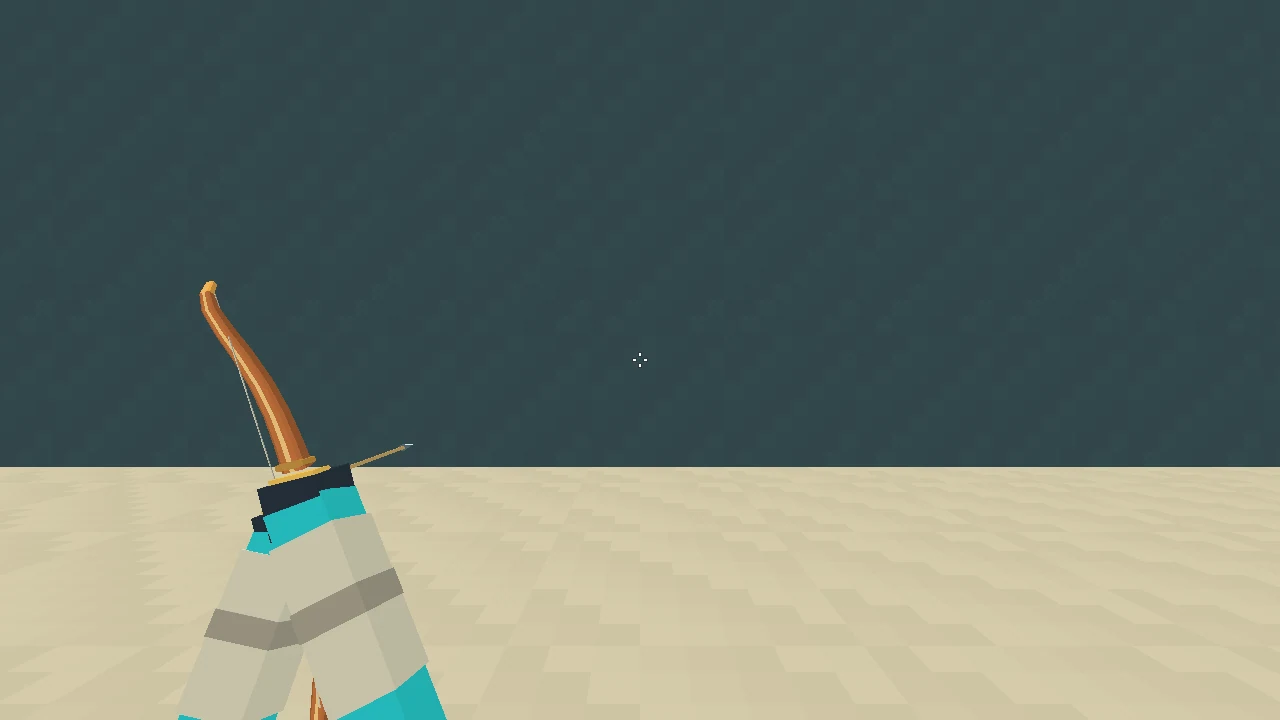 Reworked first-person bow ready pose, lowered to the left and leaving the middle of the screen clear.