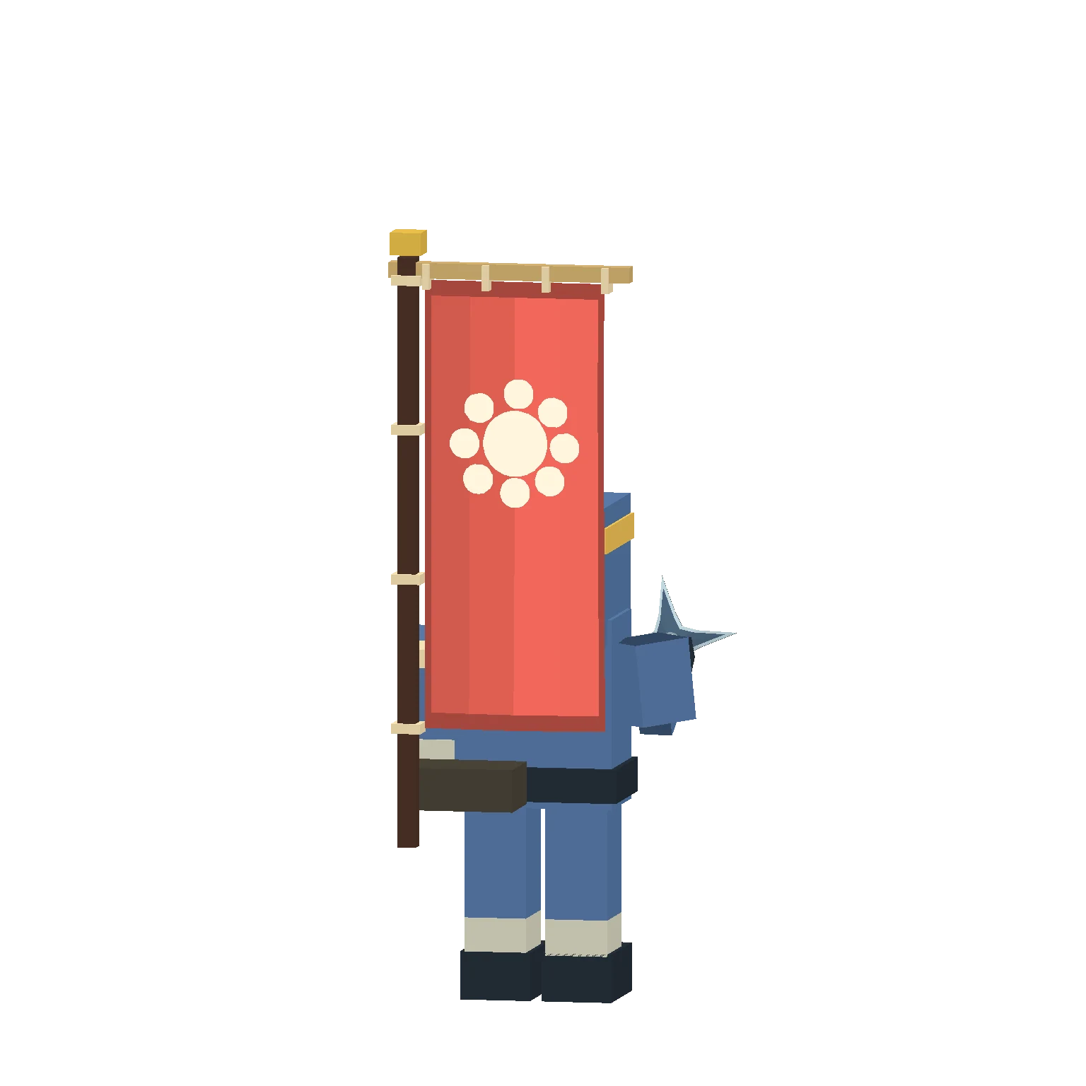 Hosokawa: Clan crests shown on capes and captured flags.
