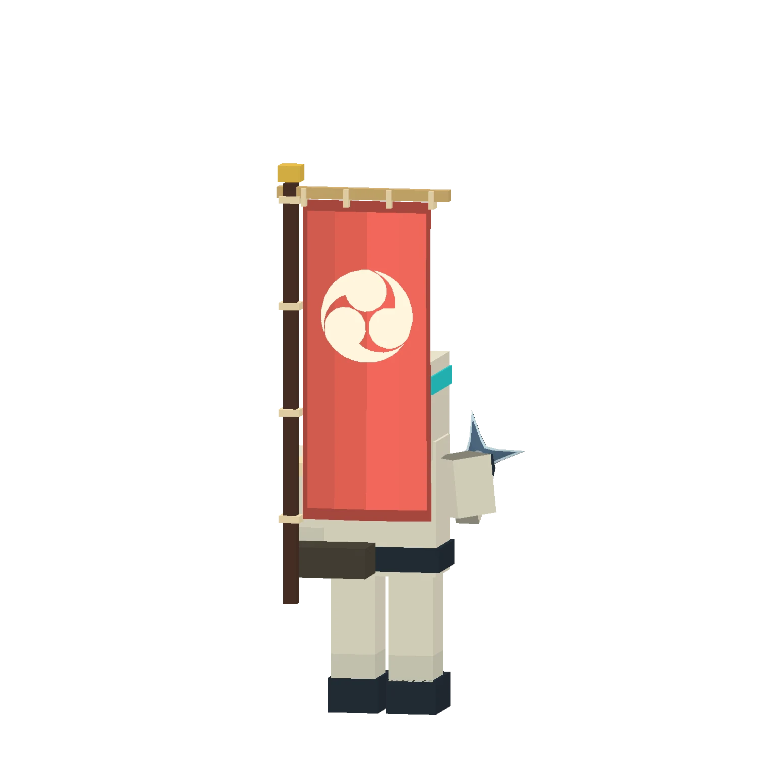Kobayakawa: Clan crests shown on capes and captured flags.