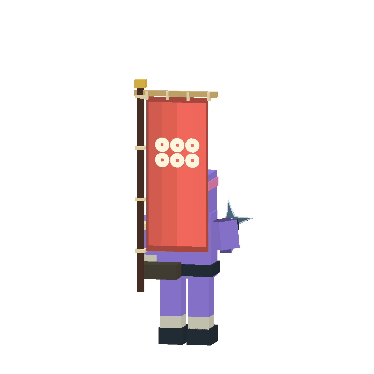 Sanada: Clan crests shown on capes and captured flags.